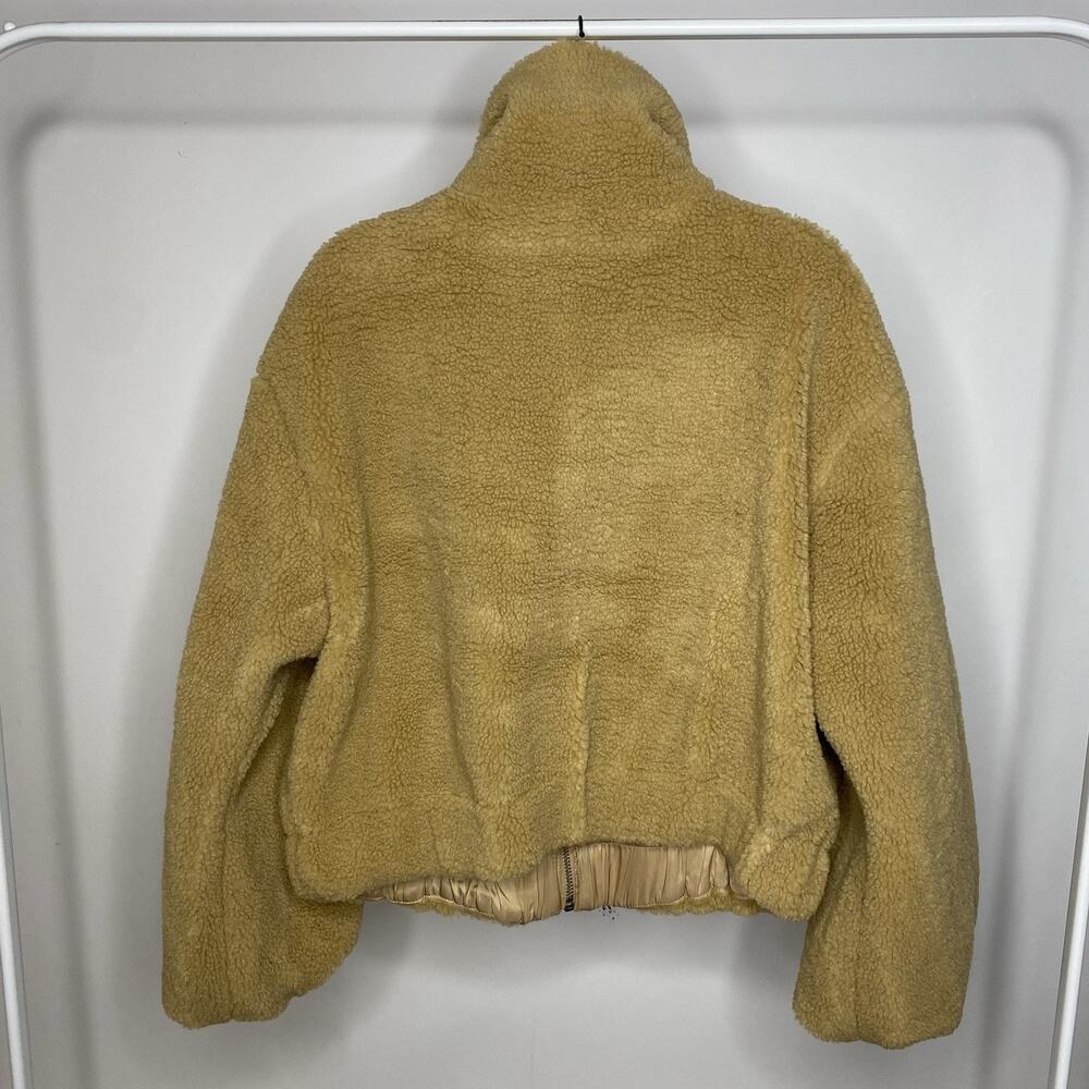 Free People Get Cozy Teddy Jacket Women's Medium Brown Fuzzy Oversize Boho Zip - Picture 6 of 10